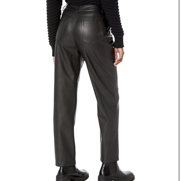 NWT The Drop Jack Vegan Leather High Waisted Straight Leg Pants Size 27 - Picture 2 of 4